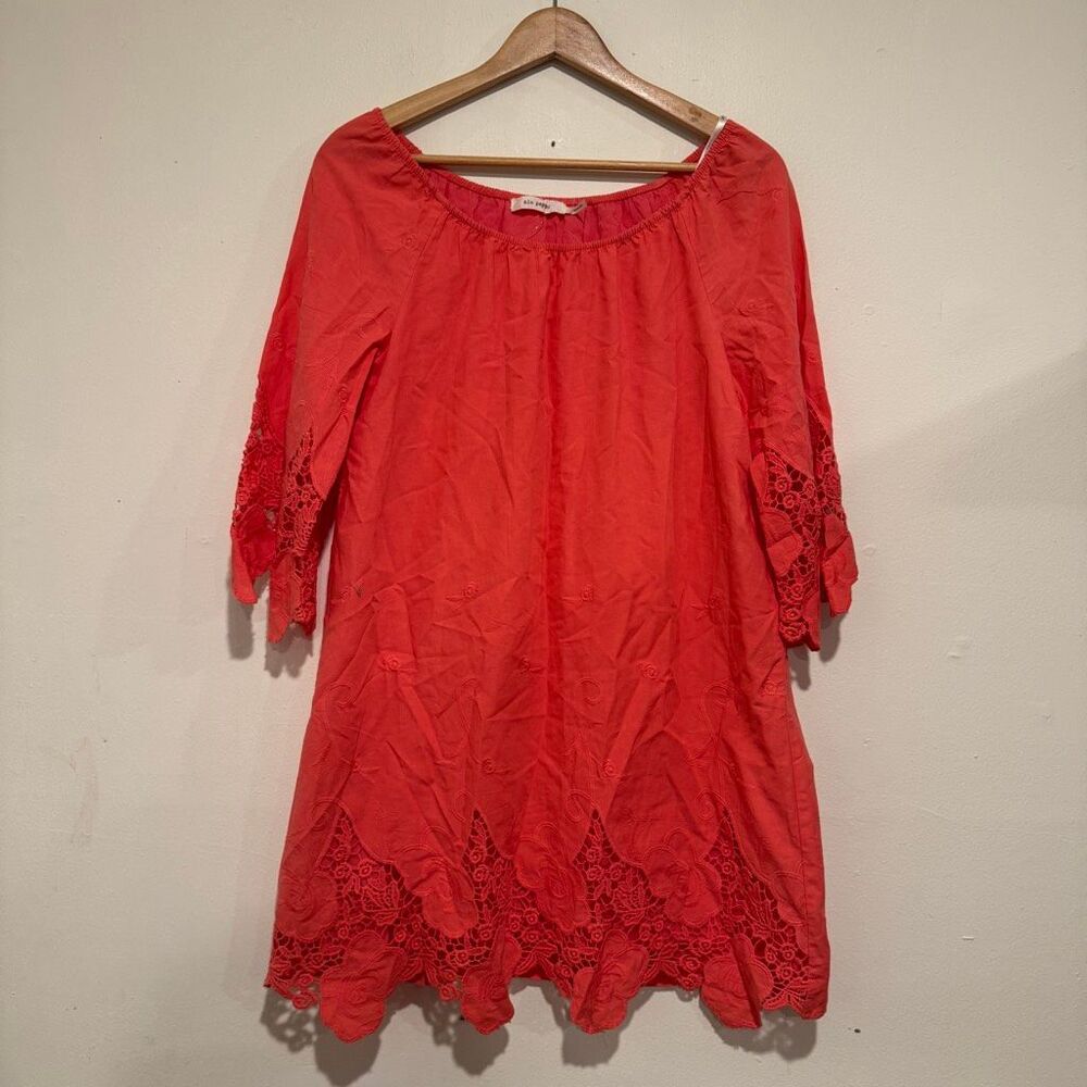 Blu Pepper Boho Coral Dress Lace Hem Size Medium